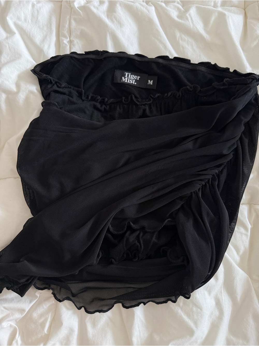 Tiger Mist Black Layered Ruched Mini Skirt